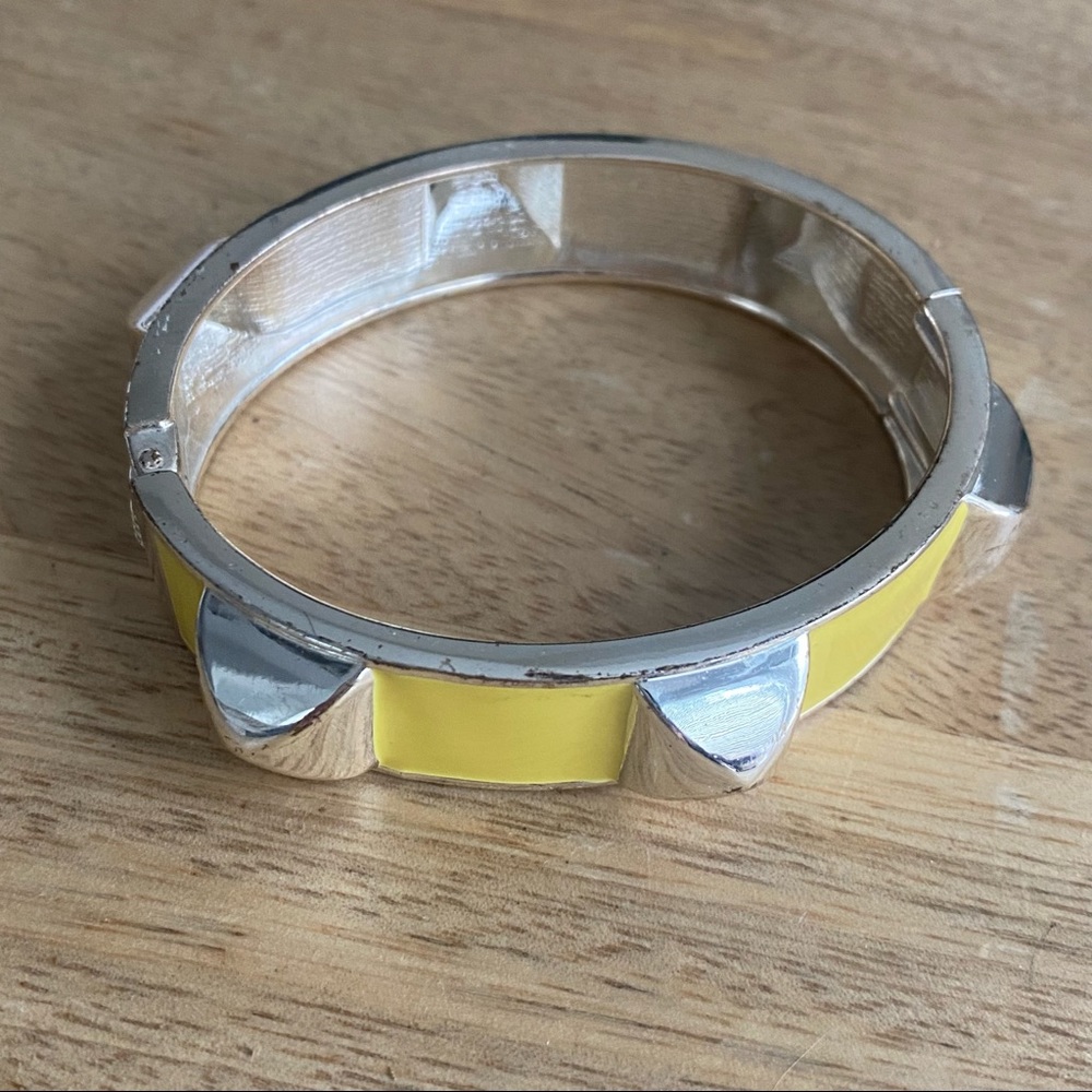 Silver and Yellow Studded Bangle Bracelet - Picture 16 of 17